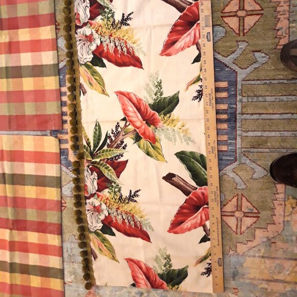 Tropical Barkcloth & Moire Vtg/Retro Homemade Curtains w Valance Single Window - Picture 10 of 15